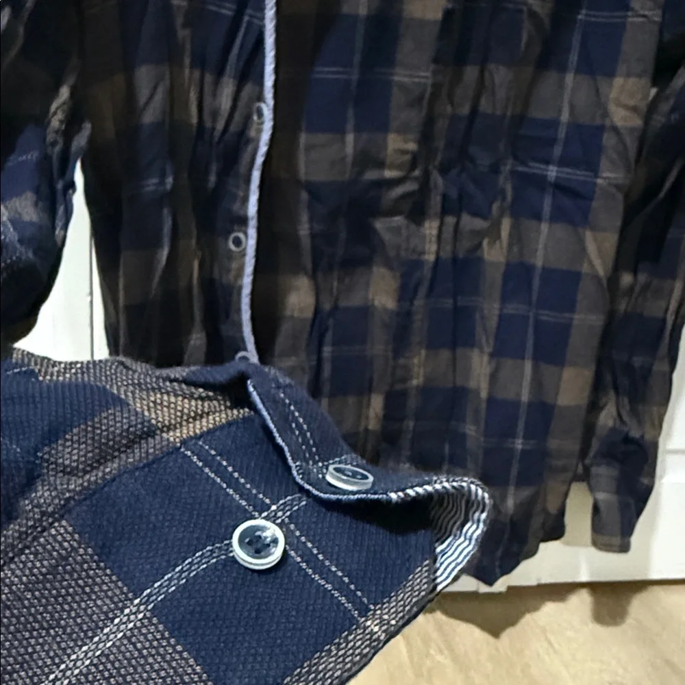 Vintage Navy & Brown Plaid Shirt Jacket